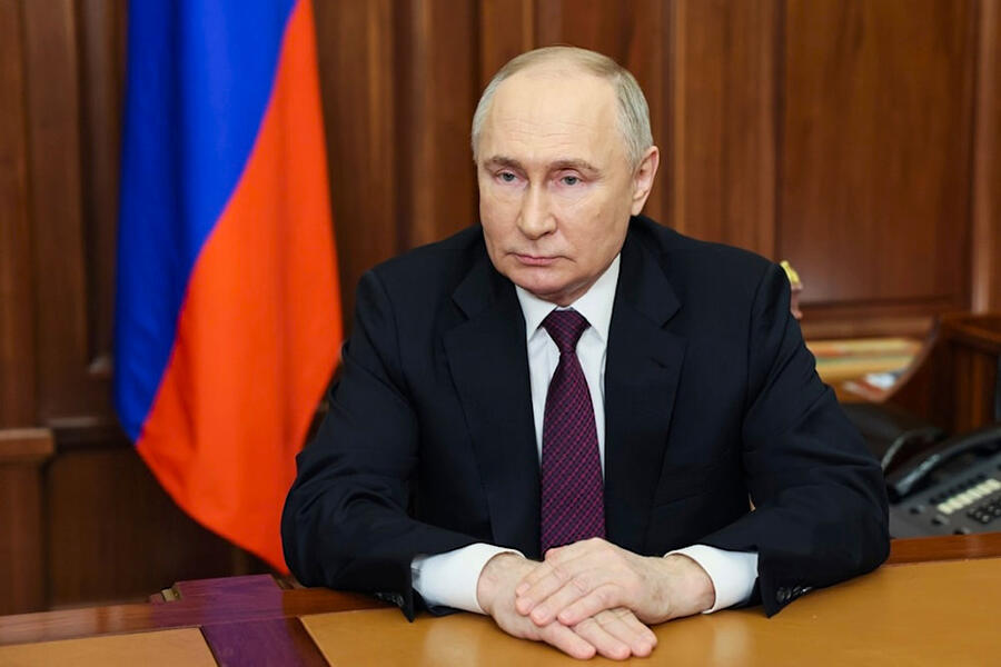 Desde el Kremlin, el presidente ruso Vladimir Putin se dirige a los votantes tras las elecciones presidenciales de 2024  | Moscú, Rusia, Marzo 21, 2024 (Foto: AP)