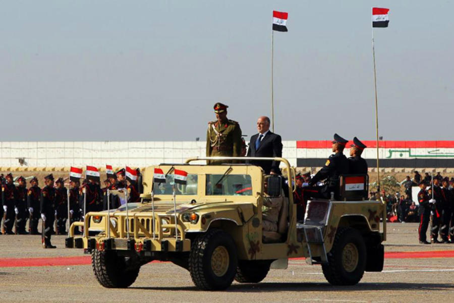 Primer Ministro Haider Al Abadi en el acto del Día del Ejercito en la Tumba del Soldado Desconocido. Baghdad: 06 / 01 / 2015 (AFP Foto Ali Al Saadi)