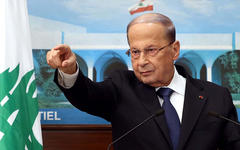 El presidente libanés Michel Aoun, durante una ronda de prensa en el Palacio Baabda, el lunes 21 de septiembre de 2020. Foto: AFP.