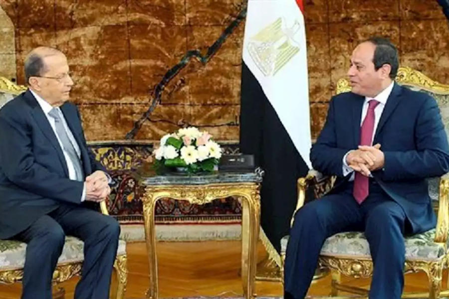 Foto de archivo de la visita del presidente libanés Michel Aoun a El Cairo en 2017.