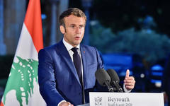 El presidente francés Emmanuel Macron en Beirut, Líbano, el 6 de agosto de 2020. Foto: AFP.