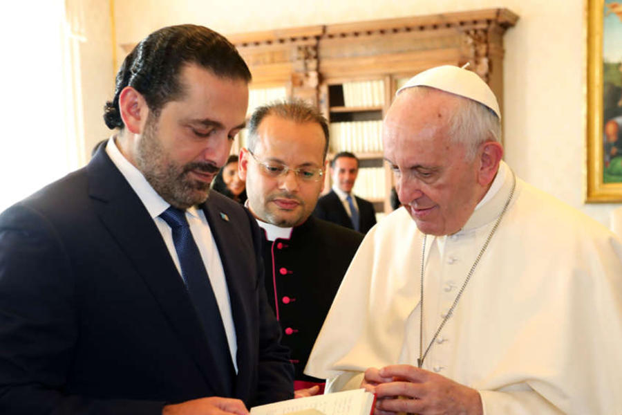 El primer ministro libanés, Saad Hariri, visitó en 2017 al Papa Francisco. Foto: Archivo Vatican News.