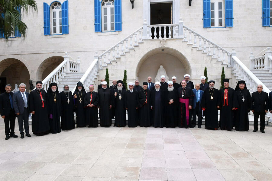 Cumbre de dignatarios religiosos islámicos y cristianos libaneses en Bkerke, Líbano | Octubre 16, 2024 (Foto: Patriarcado Maronita)