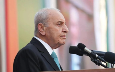 El presidente del Parlamento libanés, Nabih Berry, durante un discurso en septiembre de 2023 (Foto: L'Orient Today)