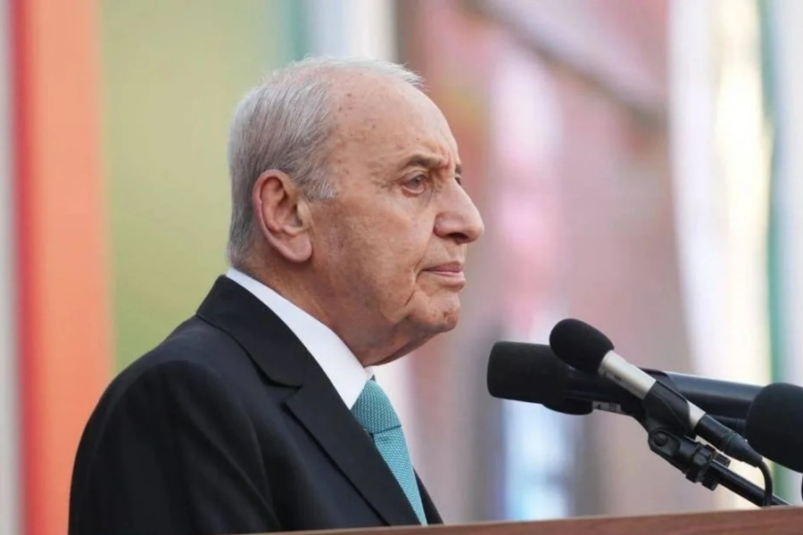 El presidente del Parlamento libanés, Nabih Berry, durante un discurso en septiembre de 2023 (Foto: L'Orient Today)