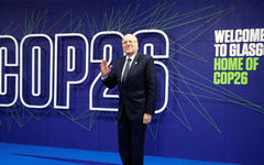 El primer ministro libanés, Najib Mikati, llega a la cumbre de la Cop26 en Glasgow. Foto: AFP