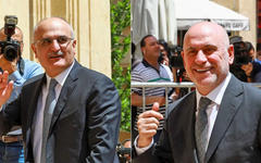 Ex ministro de Finanzas libanés, Ali Hassan Khalil (izquierda) y ex ministro libanés de Obras Públicas y Transporte, Youssef Fenianos (derecha).