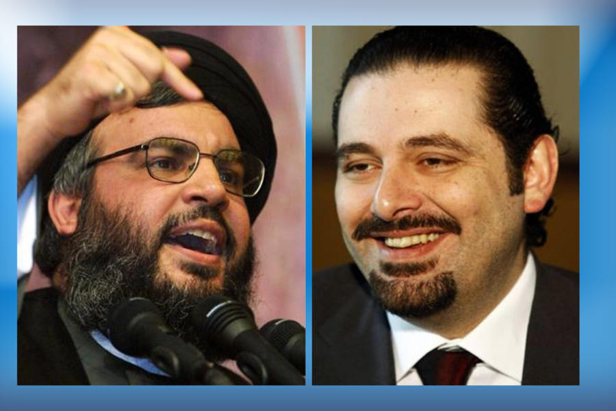 Sayed Hasan Nasrallah y Saad Hariri (Foto AFP)