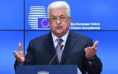 Presidente palestino Mahmoud Abbas diserta frente al Consejo de la Unión Europea. Enero, 2018 (Foto Emmanuel Dunand / AFP).