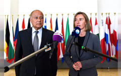 Ahmed Aboul-Gheit, Secretario General de la Liga Árabe junto a Federica Mogherini, Alta Representante en Relaciones Exteriores y Seguridad de la UE. (Imágen: Europa.eu)