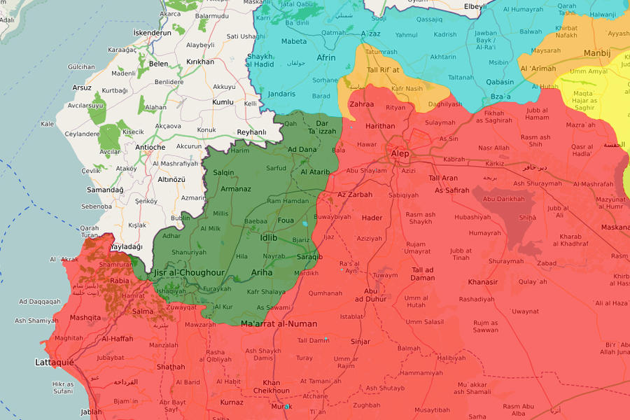 Situación en el cantón de Idleb  |  Febrero 28, 2020 (Mapa SCWMap)