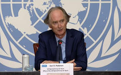 Enviado Especial de la ONU para Siria, Geir Pedersen, brinda conferencia de prensa en Ginebra luego de la tercera ronda del Comité Constitucional sirio. Ginebra | Agosto 29, 2020