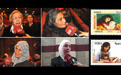 20 de Marzo, Día de la Madre en Siria. Izq.: madres entrevistadas por SANA, Der.: Sellos postales oficiales sirios conmemorativos del Día de la Madre.