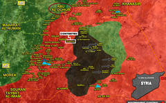 Cantón de Idleb (Sur) lindante con provincias de Hama y Alepo |  Enero 22, 2018 – Liberación de Abu Al Duhur - (Mapa SouthFront). 