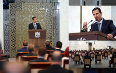 El presidente Bashar Al Asad diserta frente a los nuevos legisladores electos recientemente en los comicios del 19 de julio (Fotos: Presidencia Siria / edición DSL)