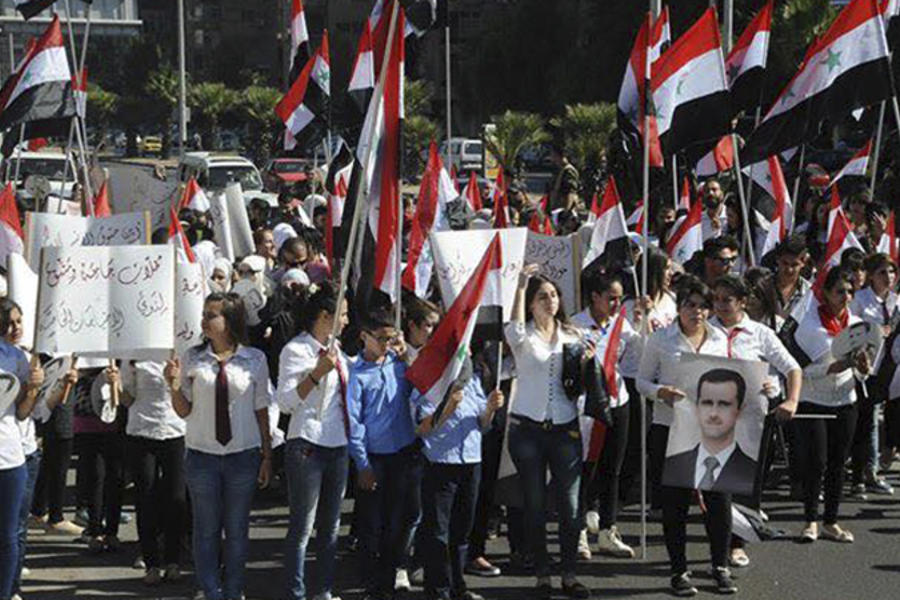 Manifestación popular en Damasco