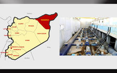 Izq.: mapa con ubicación de la provincia de Hasaka. Der.: Planta de Alouk al norte de la provincia de Hasaka