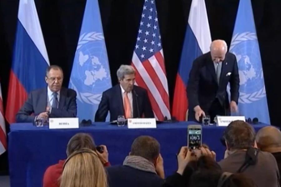 Conferencia de prensa conjunta: Lavrov, Kerry, De Mistura (Foto Euronews)