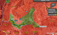 Area de Wadi Barada al noroeste de la capital siria. En verde las áreas bajo control de los extremistas (Mapa Southfront).