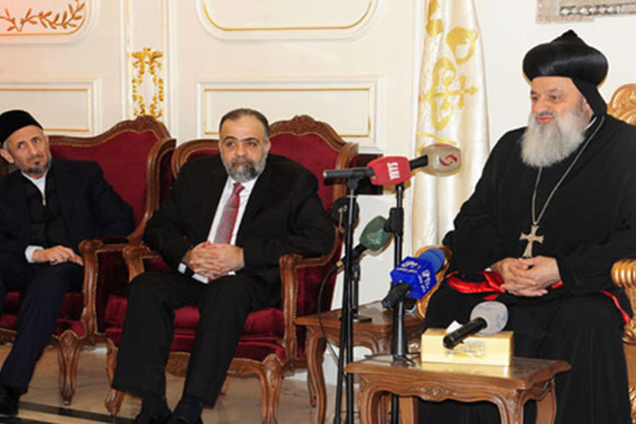 Ministro Al Sayyed junto al Patriarca Mor Ignacio II de la Iglesia Siriana Ortodoxa.