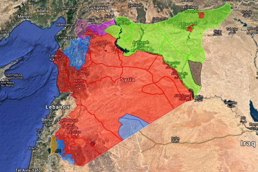 Situación bélica en Siria |  Junio 29, 2018 (Mapa: Centro de Información Militar | Siria).