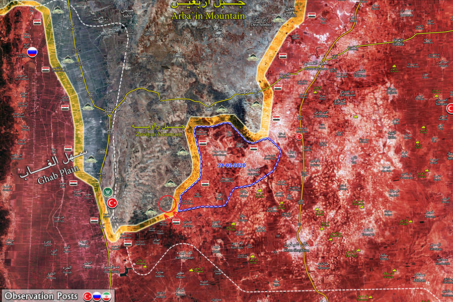 Avances del EAS en el sur de Idleb  |  Febrero 24, 2020 (Mapa ISWN)