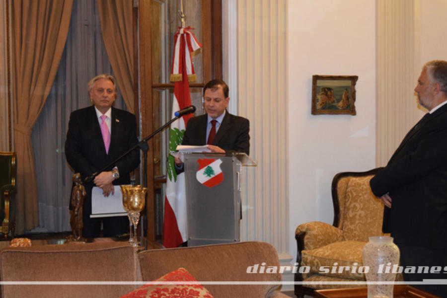 Embajador de Líbano en Argentina, Antonio Andary, y Secretario de Relaciones Exteriores, Eduardo Zuaín.