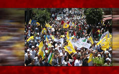 Manifestantes palestinos organizan marchan contra el "Trato del siglo", planeado por Estados Unidos (Foto: vía Twitter)