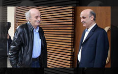 Izq.: Walid Yumblatt, líder del Partido Socialista Progresista (PSP)  |  Der.: Samir Geagea, líder del partido Fuerzas Libanesas (FL) 