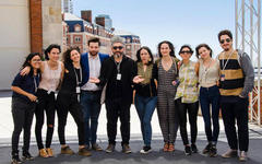 Edgardo "Pipo" Bechara y el equipo de Cine Fertil, en el Festival Internacional de Cine de Mar del Plata en febrero de 2018 (Imágen Cine Fértil).